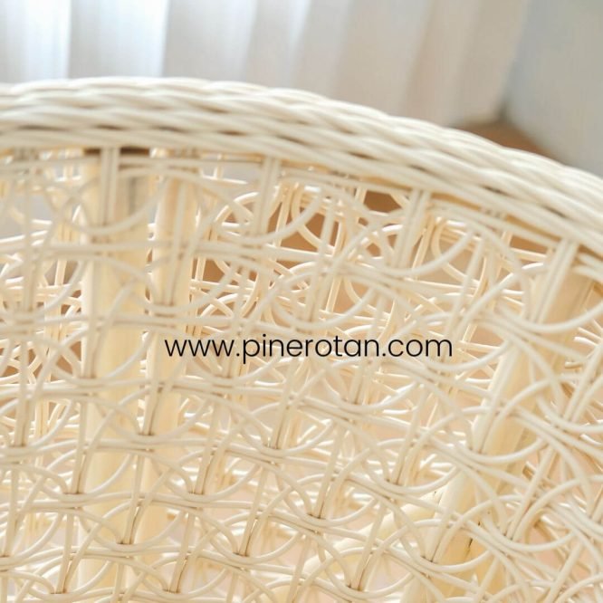 Set Meja Kursi Teras Minimalis Pine Rotan Sintetis Warna Krem - Romen Terrace Set - Cream