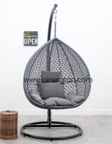 Kerombong Ayunan Gantung Rotan - Pear Hanging Chair - Grey