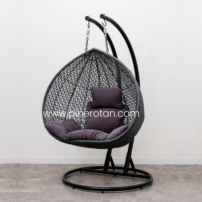 Ayunan Rotan Abu - Hanging Chair 2 Seater - Grey