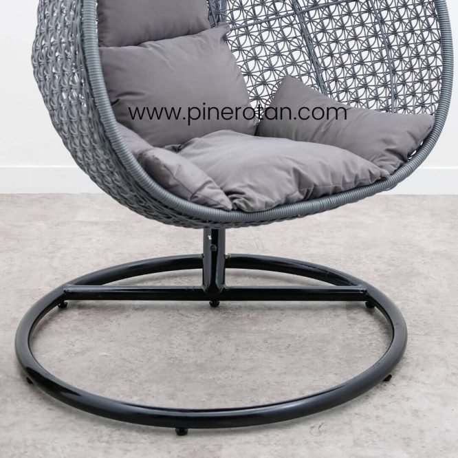 Kerombong Ayunan Gantung Rotan Sintetis / Kursi Gantung Pear Hanging Chair Grey - Cushion Grey*