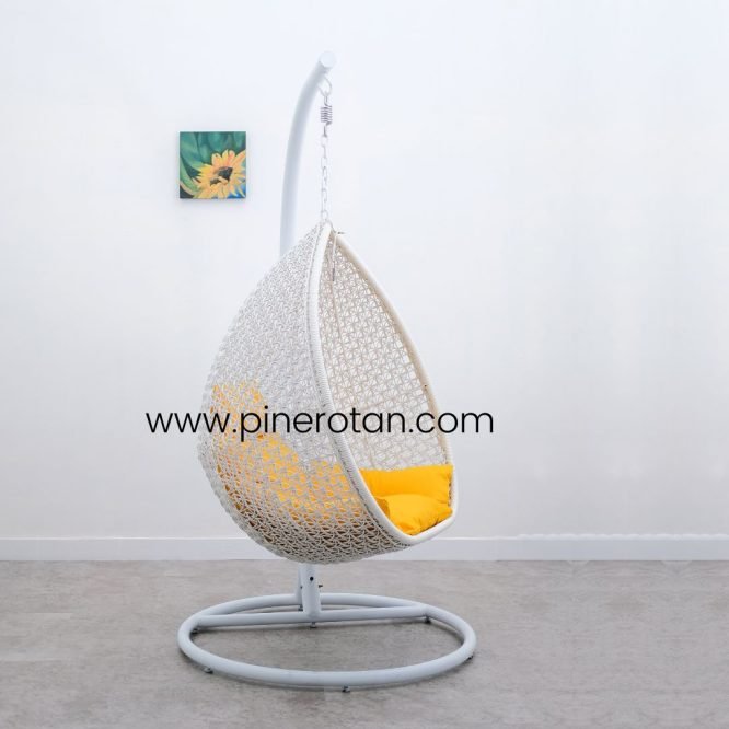 Ayunan Gantung Rotan Sintetis / Kursi Santai / Pear Hanging Chair White
