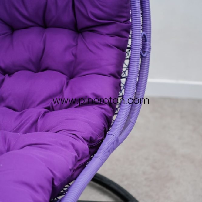 Ayunan Gantung Rotan Sintetis / Kursi Santai / Lonjong Hanging Chair Violet – Cushion Violet*