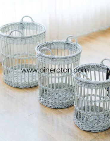 Basket Cucian Rotan Lily - Lily Basket Set 3 - Grey
