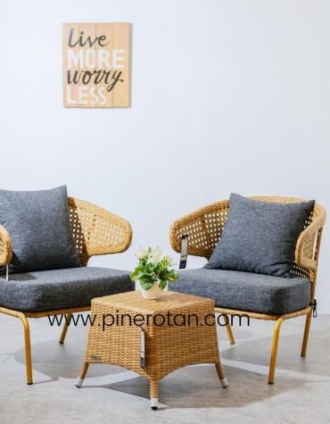 Meja Teras Rotan Sintetis - Cassa Design TS - Plain Honey