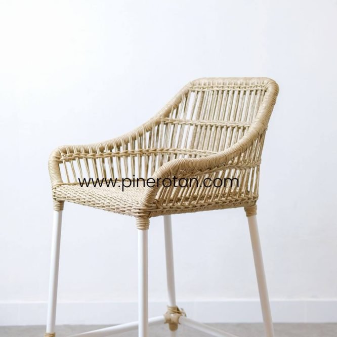 Kursi Tinggi Bar Rotan Minimalis / Kursi Cafe / Kingstone Bar Chair Twisted - Natural.