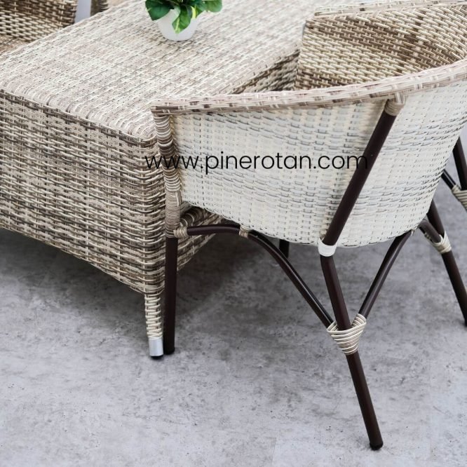 1 Set Meja Tamu Rotan Sintetis / Kursi Tamu - Kingstone Living Set 4x1 – Kenko Coffee Table