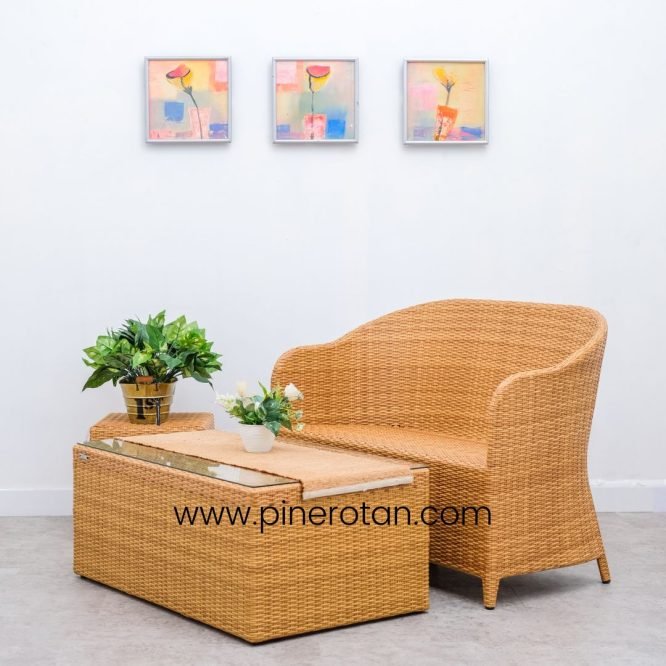 Meja Tamu Rotan Sintetis - Hector CT - Plain Honey