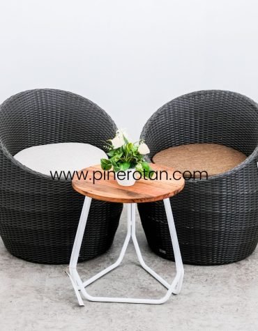 Set Kursi Teras Rotan - Egg T.S - Milan II - Dark Brown