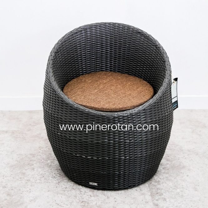 Set Kursi Teras Rotan Sintetis / Kursi Gentong Coklat - Egg Terrace Set - Darkbrown.