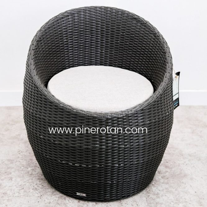 Set Kursi Teras Rotan Sintetis / Kursi Gentong Coklat - Egg Terrace Set - Darkbrown.