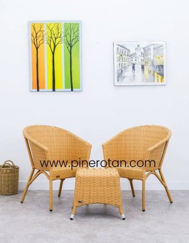 Set Meja Teras Rotan - Kingstone TS - Kenko ST - Nat Honey