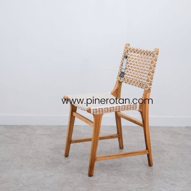 Set Meja Makan Rotan Sintetis Minimalis / Fender Dining Set - Prominade Glitter - White.