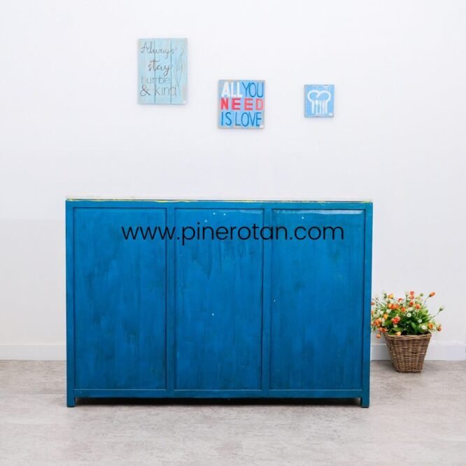Lemari Kayu Vintage Biru Deandles