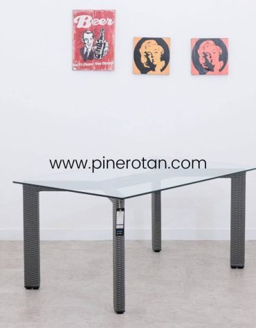 Meja Makan Rotan - Max DT - Slate Grey