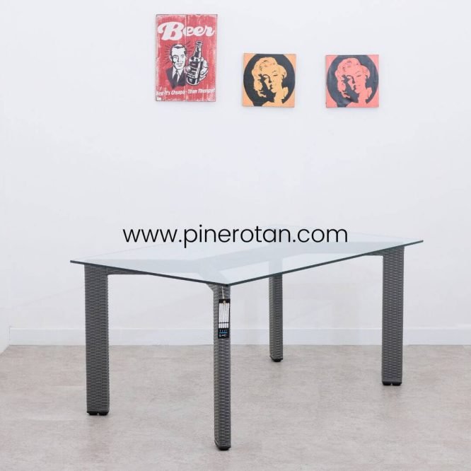 Meja Makan Rotan - Max DT - Slate Grey