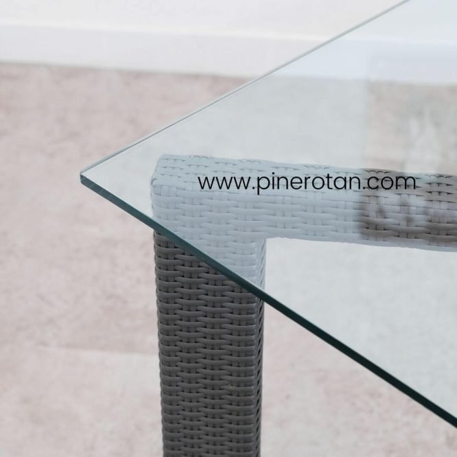 Meja Makan Anyaman Sintetis - Max DT - Slate Grey