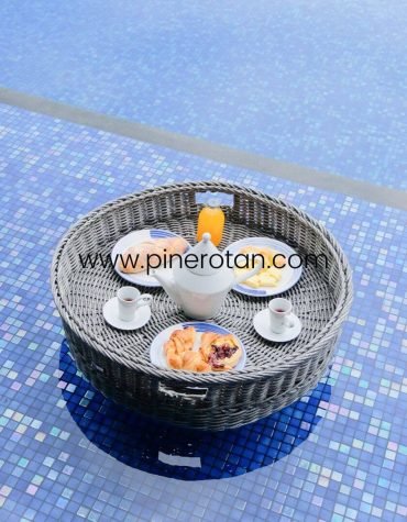Nampan Apung Kolam Rotan Sintetis - Marriot Floating Tray - Grey