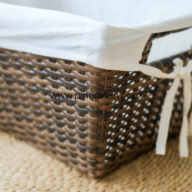 Trapesium Keranjang Barang Rotan - Trapesium Basket - With Cover - Croco