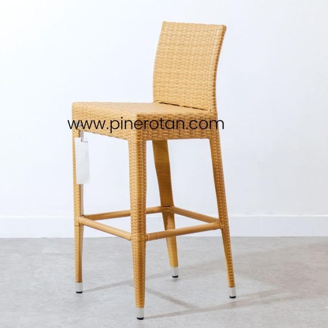 Set Kursi Rotan Sintetis / Kursi Bar Tinggi Set Meja - Tropical Bar Set - Simple Bar Stool - Plain Honey.