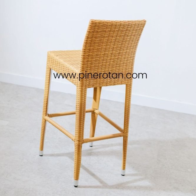 Set Kursi Rotan Sintetis / Kursi Bar Tinggi Set Meja - Tropical Bar Set - Simple Bar Stool - Plain Honey.