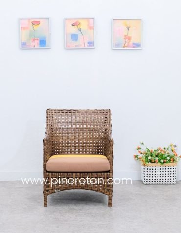 Kursi Tamu Rotan Sintetis - Karo 1 Seat - Red Pine