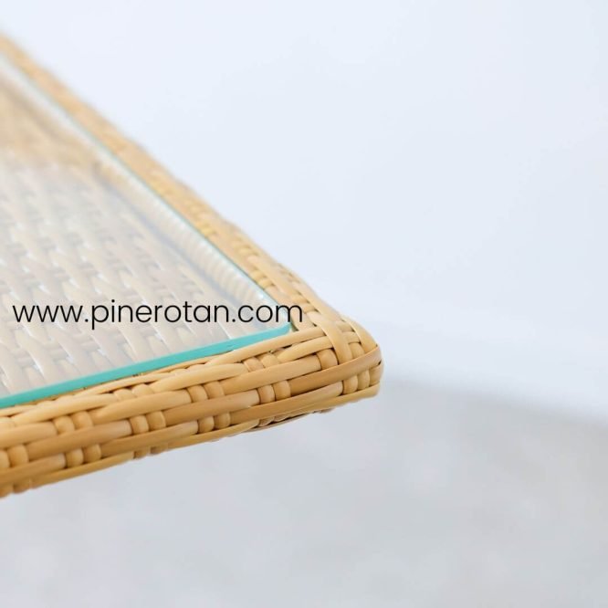 Set Kursi Bar Rotan  / Meja Kursi Cafe Minimalis - Tropical Bar Set - Kingstone Bar Stool Lacak - Plain Honey.