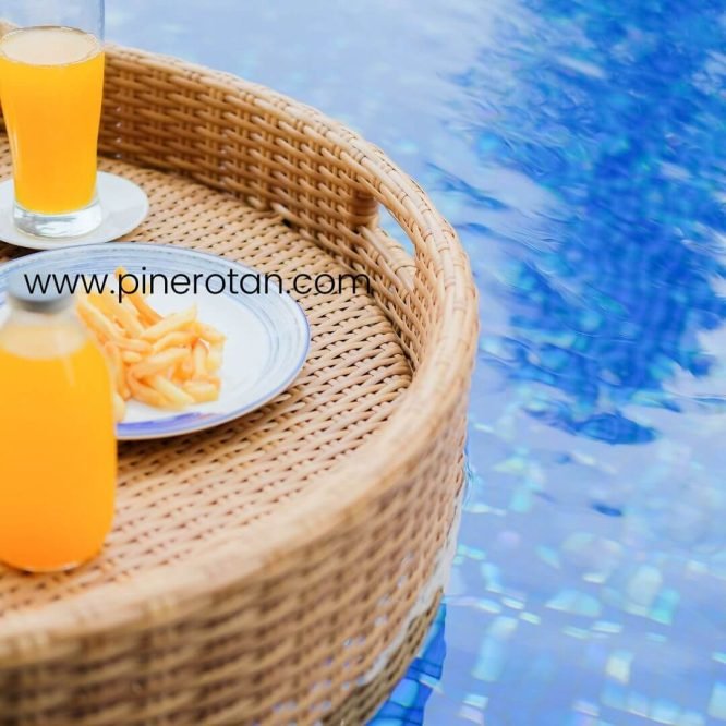 Nampan Apung Bulat Rotan - Ranupani Floating Tray