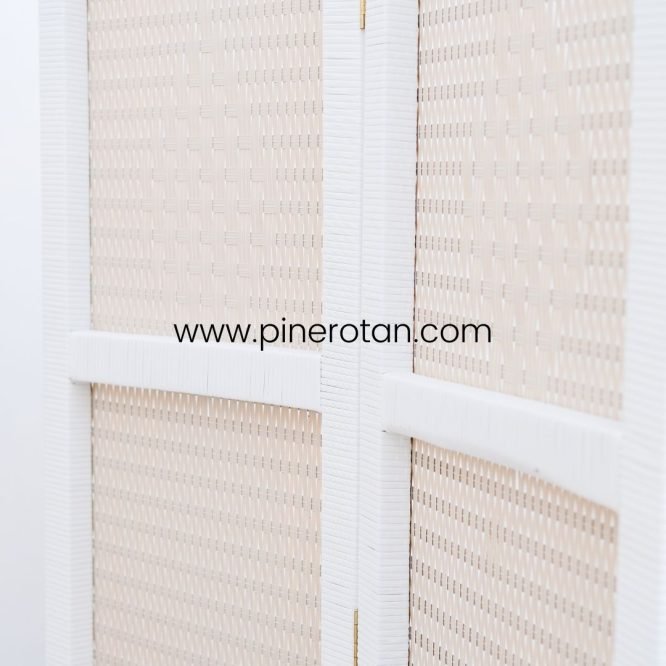 Sketsel / Sekat Partisi / Sekat Ruangan Rotan Sintetis - Alonzo Sketsel White 4 Panel.