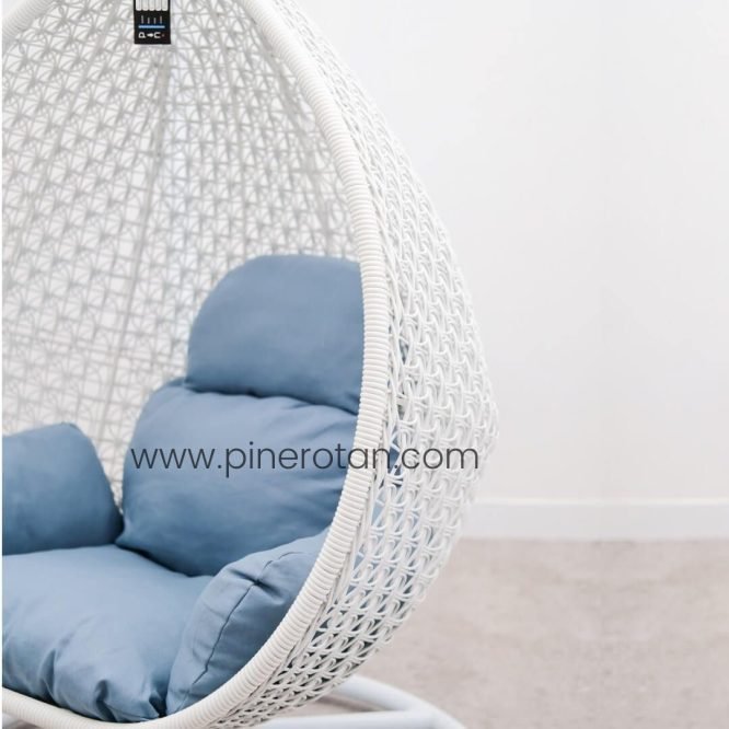 Ayunan Gantung Rotan Sintetis / Kursi Santai / Pear Hanging Chair White