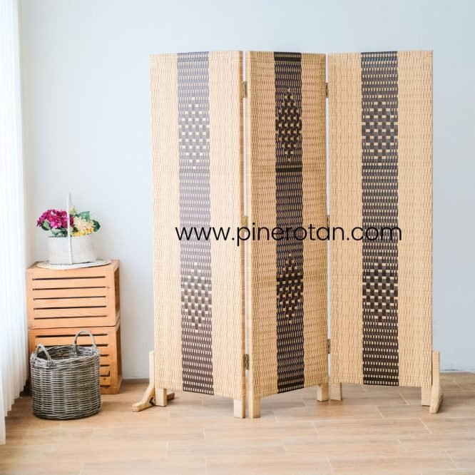 Partisi Ruangan - Alonzo 3 Panel - LightBrown DarkBrown