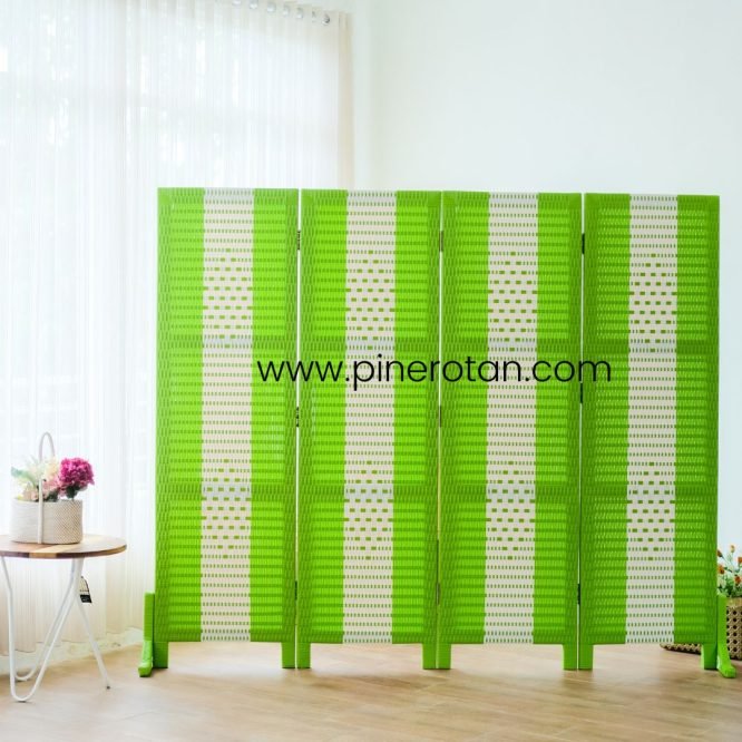 Sketsel Rotan Sintetis - Alonzo Sketsel Green White 4 Panel