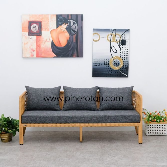 Sofa Outdoor Rotan Sintetis - Ssalute 3 Seat - Honey