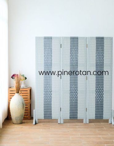 Partisi Rotan Sintetis - Alonzo 3 Panel - LightGrey DarkGrey
