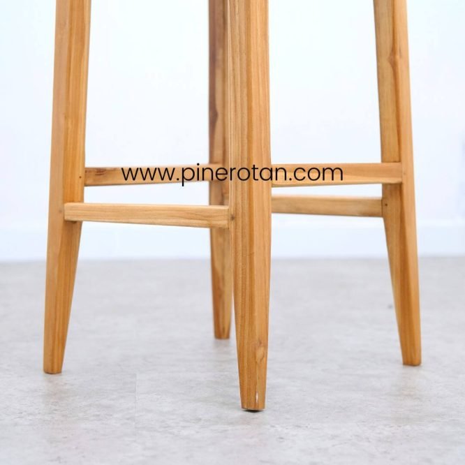 Kursi Bar Kayu Jati Minimalis / Bar Stool Rope Abu / Kursi Cafe Tinggi - Alaska Bar Stool - Rope Grey.