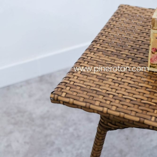 Set Meja Teras Rotan Sintetis/Meja Kursi Teras Minimalis/Mexico Terrace Set - Pine Side Table - Red Pine.