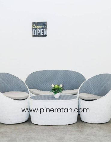 Kursi Tamu Rotan Sintetis - Gentong LS - White Grey