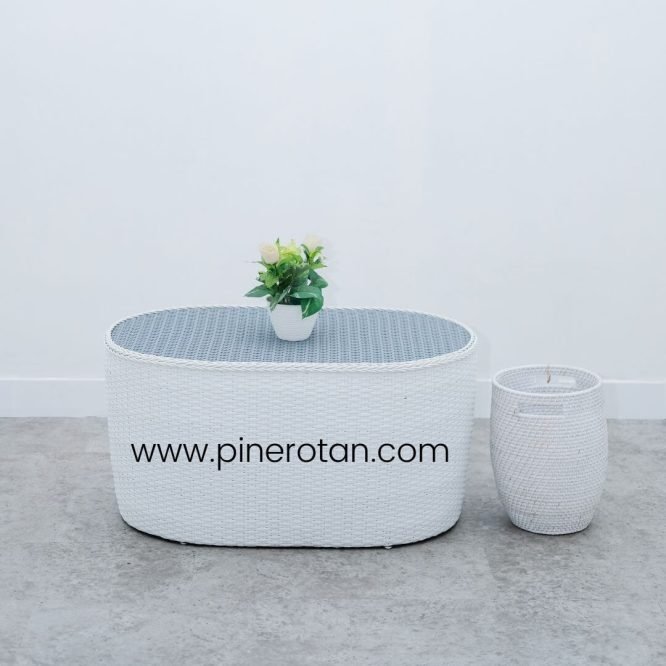 1 Set Meja Tamu Rotan Sintetis / Kursi Tamu Minimalis - Gentong Living Set