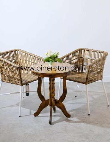 Set Kursi Teras Rotan - Salute TS - Coin Table - Red Pine