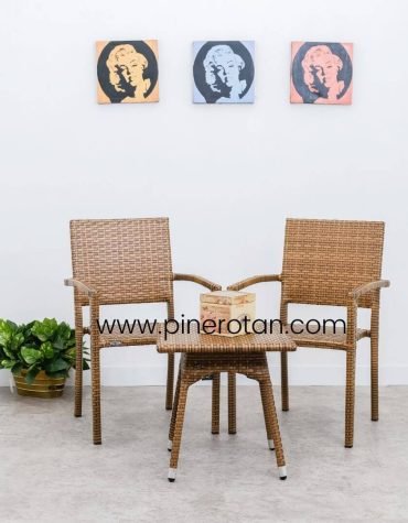 Set Kursi Teras Rotan - Mexico TS - Pine ST - Red Pine