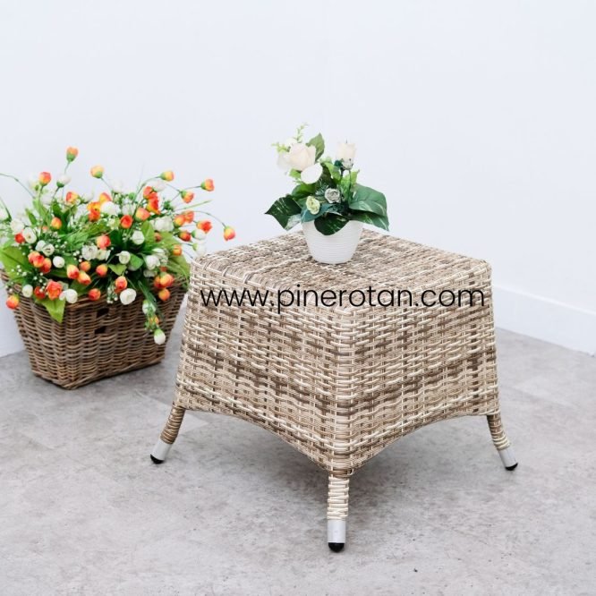 Set Kursi Meja Teras Rotan Sintetis / Kursi Rotan Minimalis - Kingstone Terrace Set - Kenko Side Table - Shisil.