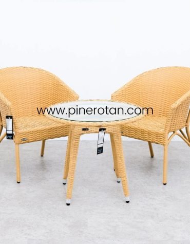 Set Teras Rotan Sintetis - Kingstone TS - Pine Round CT - Nat Honey