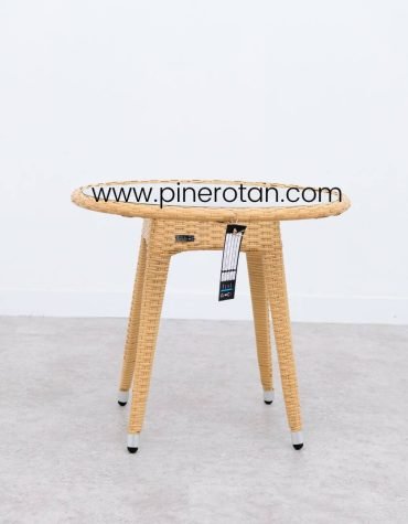 Meja Kopi Rotan Sintetis - Pine Round CT - Nat Honey