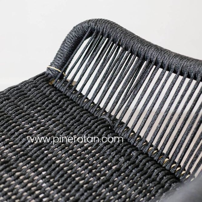 Set Kursi Bar Rope / Meja Kursi Kafe Minimalis /Set Bar Pine Rotan - Tropical Bar Set - Kingstone Bar Stool Rope - Black.