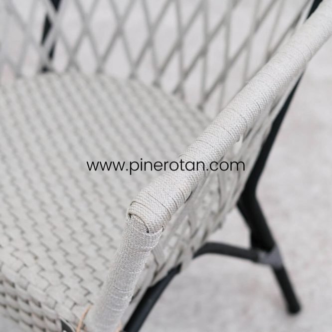 Kursi Taman Pine Rotan Sintetis – Kingstone Arm Chair - Rope Grey.