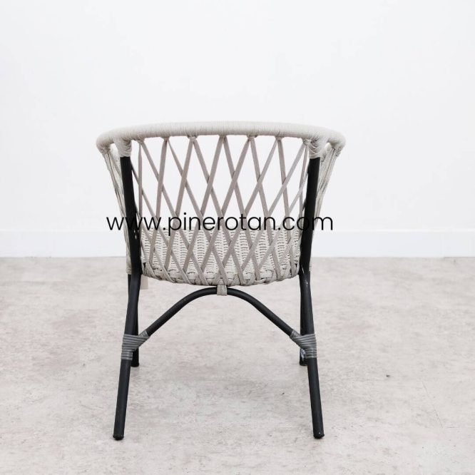 Kursi Taman Pine Rotan Sintetis – Kingstone Arm Chair - Rope Grey.