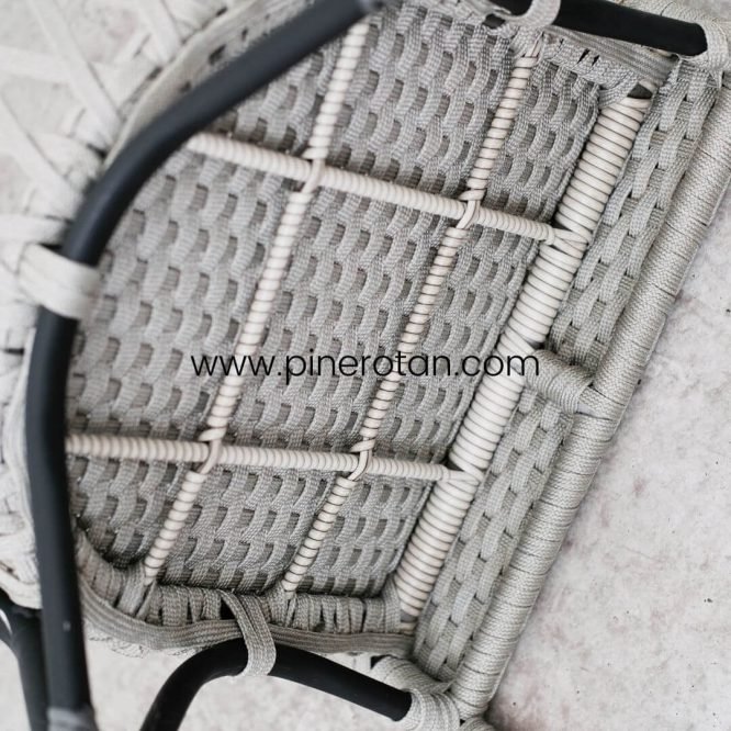 Kursi Taman Pine Rotan Sintetis – Kingstone Arm Chair - Rope Grey.