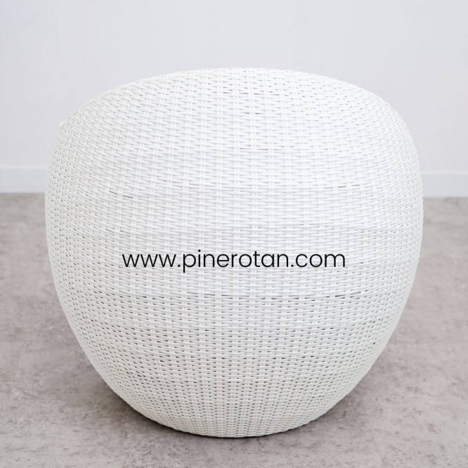 Kursi Santai Rotan Sintetis Putih / Sofa Bulat - Pule Sofa.
