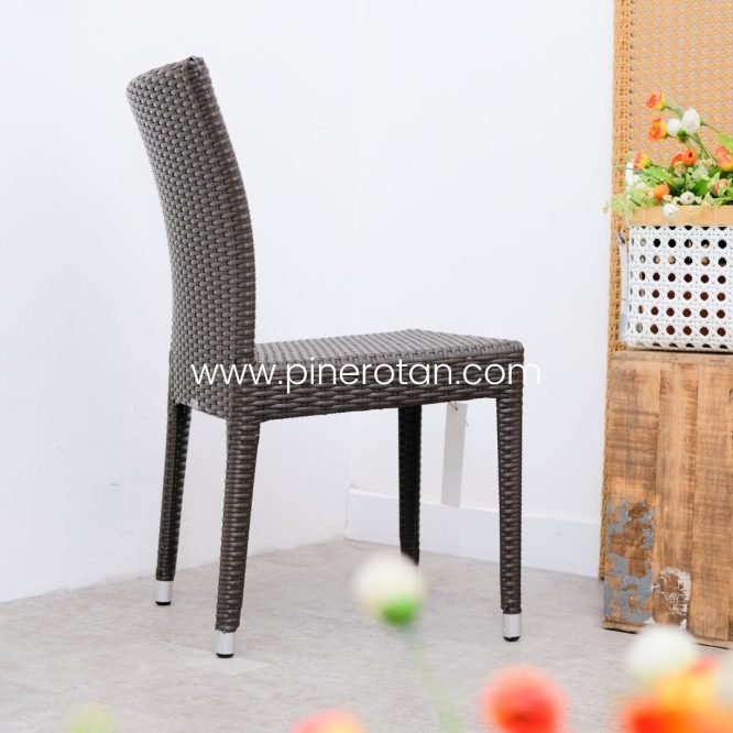 Kursi Makan Rotan Sintetis Tanpa Tangan / Kursi Outdoor Minimalis / New Santana Chair