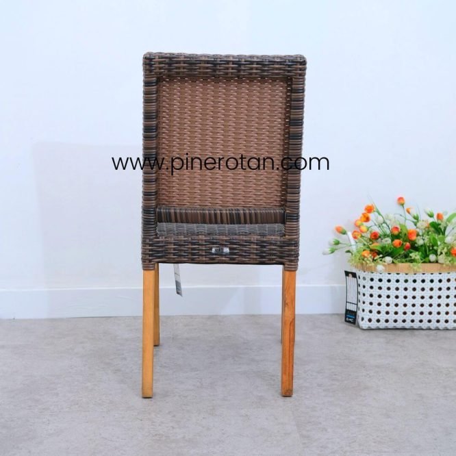 Kursi Makan Kayu Jati Minimalis / Kursi Kayu Anyam Rotan Sintetis Pine Rotan / New Santana Chair Kayu - Croco