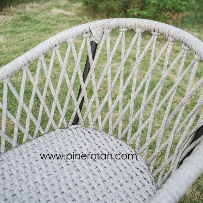 Kursi Taman Pine Rotan Sintetis – Kingstone Arm Chair - Rope Grey.